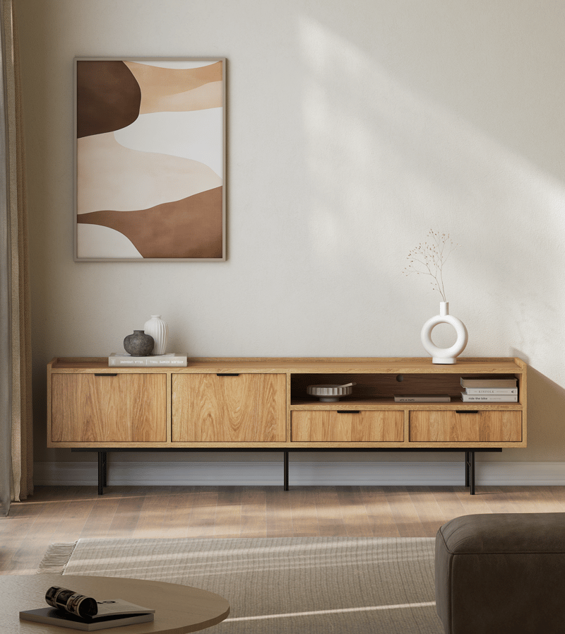 Dravo Tv-Bänk 200 cm - Naturlig hickory - Möbler - TV- & Mediamöbler - TV bänk & mediabänk