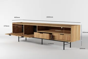 Dravo Tv-Bänk 200 cm - Naturlig hickory - Möbler - TV- & Mediamöbler - TV bänk & mediabänk