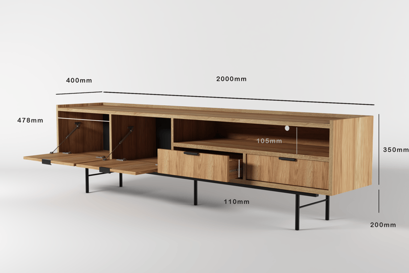 Dravo Tv-Bänk 200 cm - Naturlig hickory - Möbler - TV- & Mediamöbler - TV bänk & mediabänk