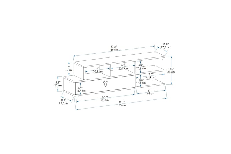 Durusu Tv-bänk 120 cm - Ljusbrun/Antracit - Möbler - TV- & Mediamöbler - TV bänk & mediabänk