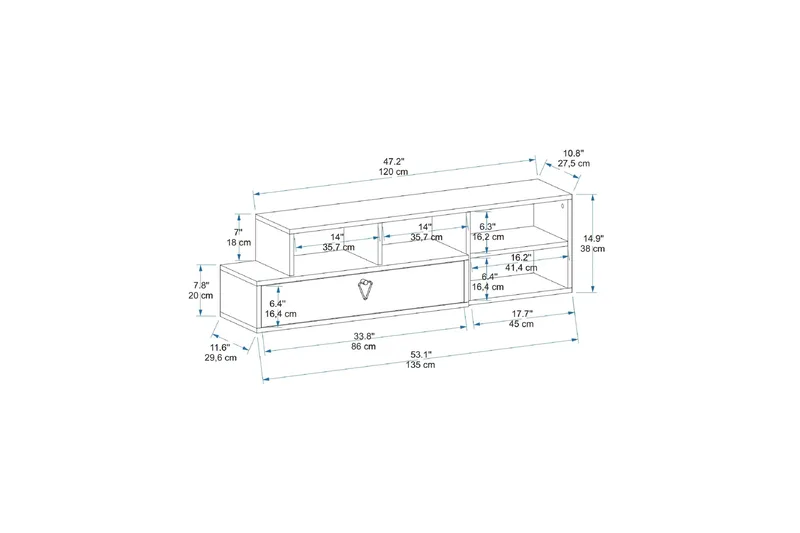 Durusu Tv-bänk 120 cm - Ljusbrun/Antracit - Möbler - TV- & Mediamöbler - TV bänk & mediabänk