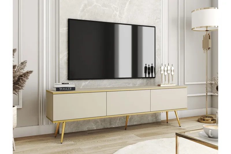 Edson Tv-bänk 175 cm - Beige/Guld - Möbler - TV- & Mediamöbler - TV bänk & mediabänk