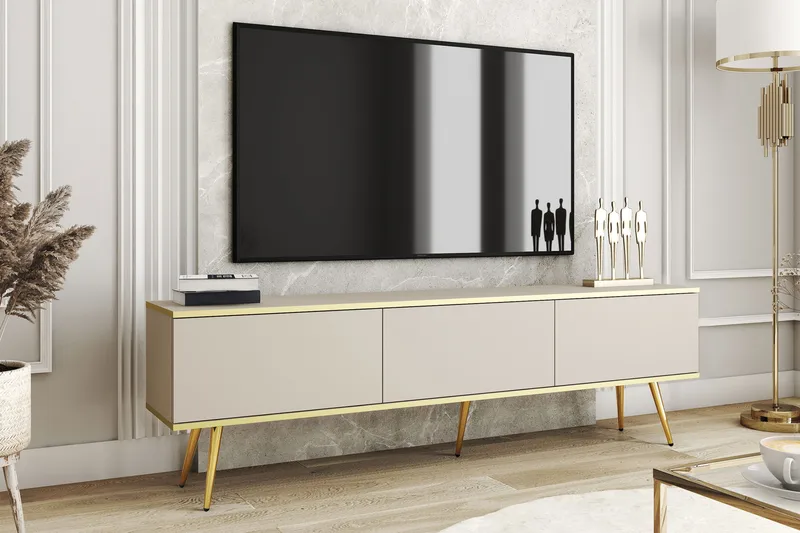 Edson Tv-bänk 175 cm - Beige/Guld - Möbler - TV- & Mediamöbler - TV bänk & mediabänk