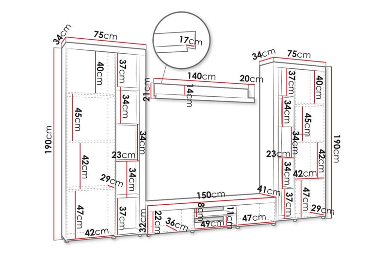 Eirwen Tv-möbelset - Vit - Möbler - TV- & Mediamöbler - TV-möbelset