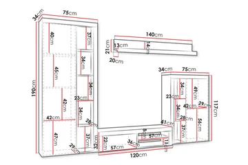 Eirwen Tv-möbelset - Vit - Möbler - TV- & Mediamöbler - TV-möbelset