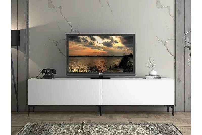 Elspet Tv-bänk 200 cm - Vit - Möbler - TV- & Mediamöbler - TV bänk & mediabänk