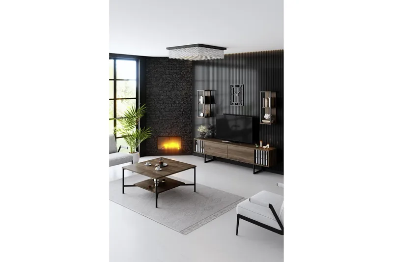 Erdem Tv-bänk 180 cm - Valnöt/Svart - Möbler - TV- & Mediamöbler - TV bänk & mediabänk