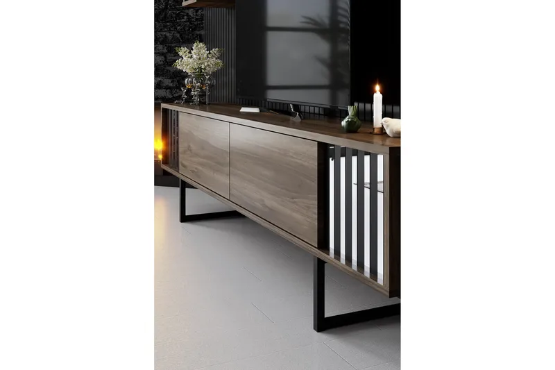 Erdem Tv-bänk 180 cm - Valnöt/Svart - Möbler - TV- & Mediamöbler - TV bänk & mediabänk