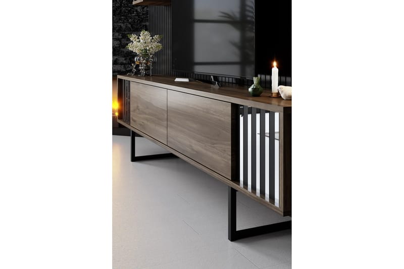 Erdem Tv-bänk 180 cm - Valnöt/Svart - Möbler - TV- & Mediamöbler - TV bänk & mediabänk