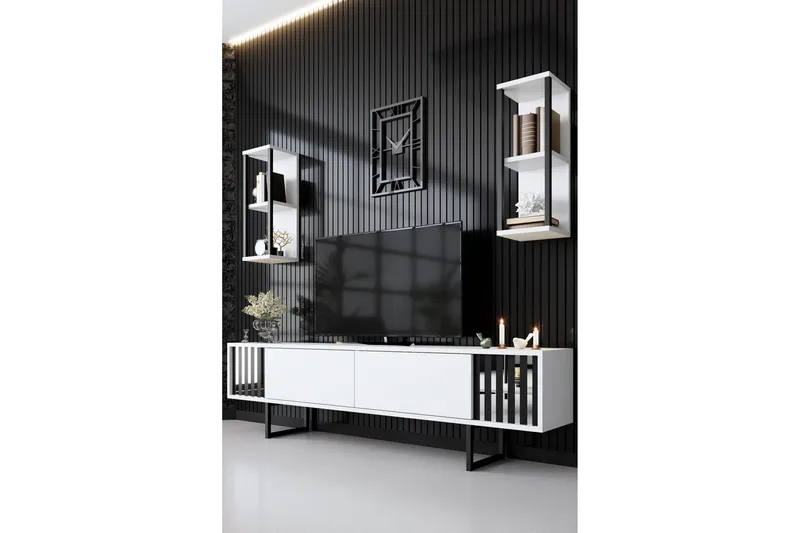 Erdem Tv-bänk 180 cm - Vit/Svart - Möbler - TV- & Mediamöbler - TV bänk & mediabänk