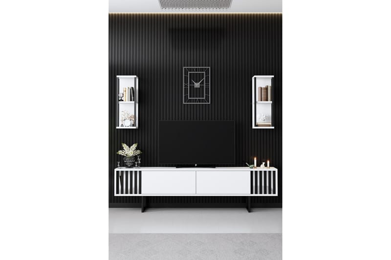 Erdem Tv-bänk 180 cm - Vit/Svart - Möbler - TV- & Mediamöbler - TV bänk & mediabänk