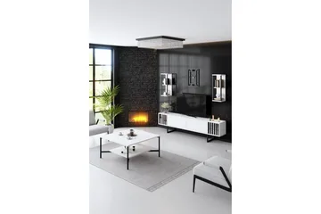 Erdem Tv-bänk 180 cm - Vit/Svart - Möbler - TV- & Mediamöbler - TV bänk & mediabänk