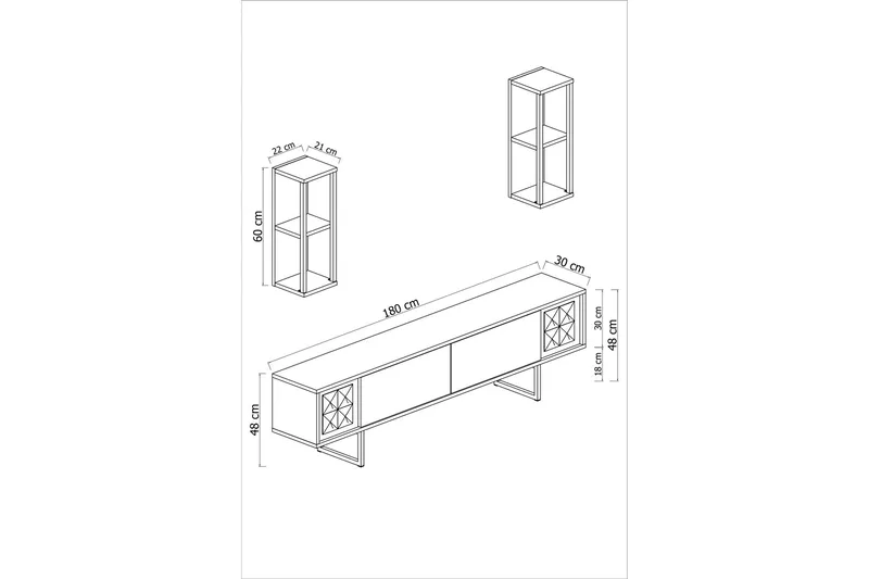 Erdem Tv-bänk 180 cm - Vit/Svart - Möbler - TV- & Mediamöbler - TV bänk & mediabänk