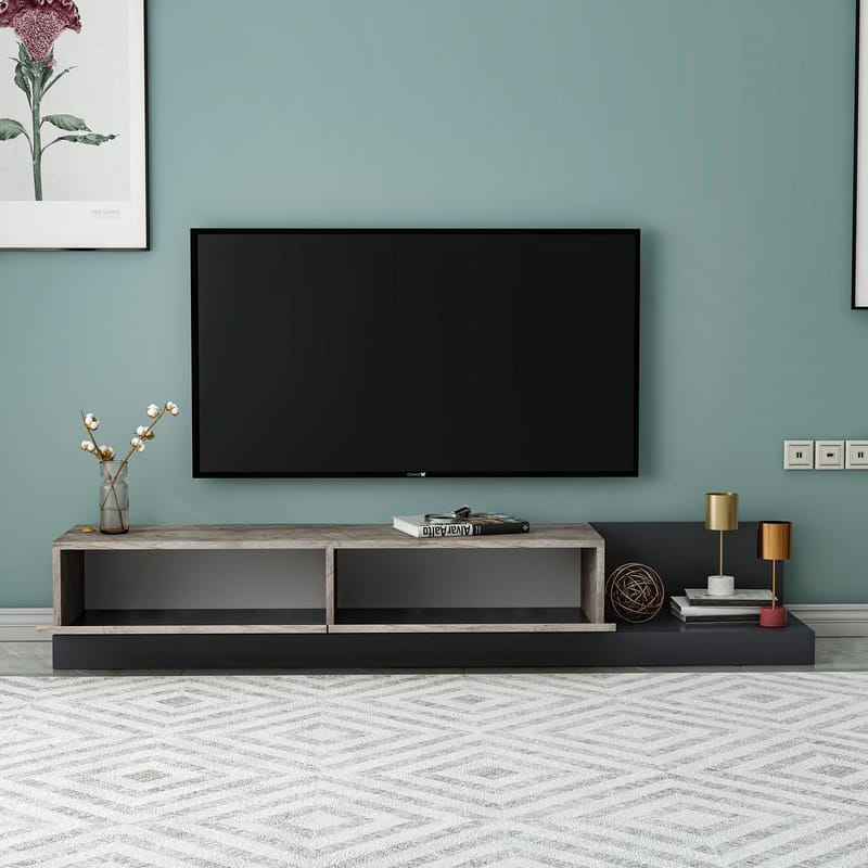Ervold TV-bänk 180x30x37 cm - Gordion Marble och Anthracite - Möbler - TV- & Mediamöbler - TV bänk & mediabänk
