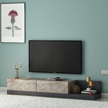 Ervold TV-bänk 180x30x37 cm - Gordion Marble och Anthracite - Möbler - TV- & Mediamöbler - TV bänk & mediabänk