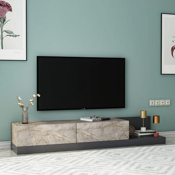 Ervold TV-bänk 180x30x37 cm - Gordion Marble och Anthracite - Möbler - TV- & Mediamöbler - TV bänk & mediabänk