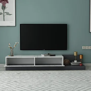 Ervold TV-bänk 180x30x37 cm - Marmo Marble och antracit - Möbler - TV- & Mediamöbler - TV bänk & mediabänk