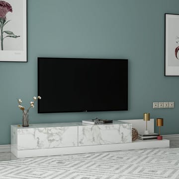 Ervold TV-bänk 180x30x37 cm - Marmo Marble och vitt - Möbler - TV- & Mediamöbler - TV bänk & mediabänk