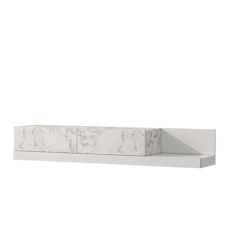 Ervold TV-bänk 180x30x37 cm, Marmo Marble och vitt
