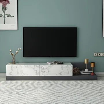 Ervold TV-bänk 180x30x37 cm - Marmo Marble/Antracit - Möbler - TV- & Mediamöbler - TV bänk & mediabänk