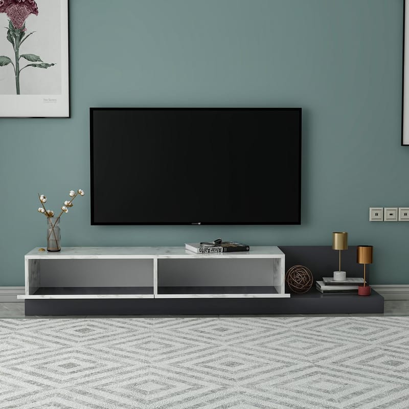 Ervold TV-bänk 180x30x37 cm - Marmo Marble/Antracit - Möbler - TV- & Mediamöbler - TV bänk & mediabänk