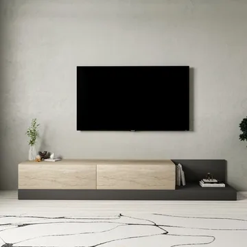 Ervold TV-bänk 180x30x37 cm - Travertin och antracit - Möbler - TV- & Mediamöbler - TV bänk & mediabänk