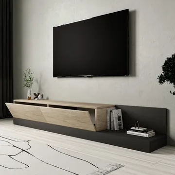 Ervold TV-bänk 180x30x37 cm - Travertin och antracit - Möbler - TV- & Mediamöbler - TV bänk & mediabänk