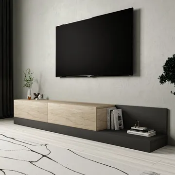 Ervold TV-bänk 180x30x37 cm - Travertin och antracit - Möbler - TV- & Mediamöbler - TV bänk & mediabänk