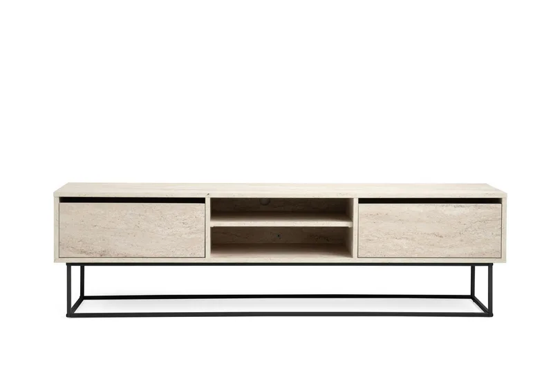 Escape Tv-bänk 180 cm med Förvaring i Trä, Ljusbeige med Metallunderrede