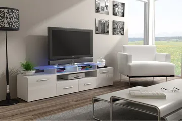 Evora TV-bänk 194x39x39 cm LED-belysning - Beige/Grå/Vit - Möbler - TV- & Mediamöbler - TV bänk & mediabänk