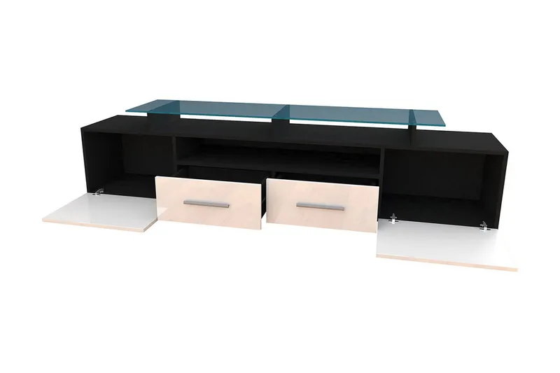 Evora TV-bänk 194x39x39 cm LED-belysning - Beige/Grå/Vit - Möbler - TV- & Mediamöbler - TV bänk & mediabänk