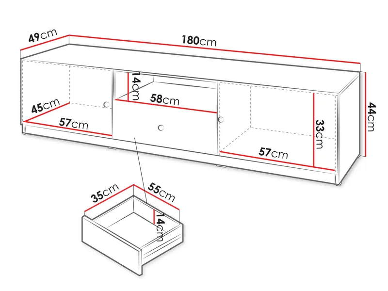 Fayric Tv-bänk 180 cm - Beige - Möbler - TV- & Mediamöbler - TV bänk & mediabänk