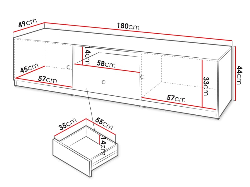 Fayric Tv-bänk 180 cm - Beige - Möbler - TV- & Mediamöbler - TV bänk & mediabänk