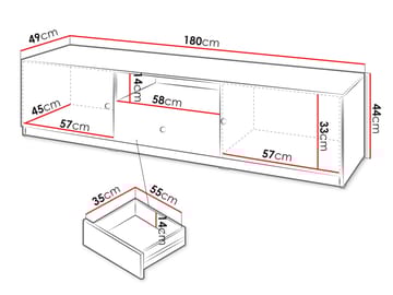 Fayric Tv-bänk 180 cm - Beige - Möbler - TV- & Mediamöbler - TV bänk & mediabänk