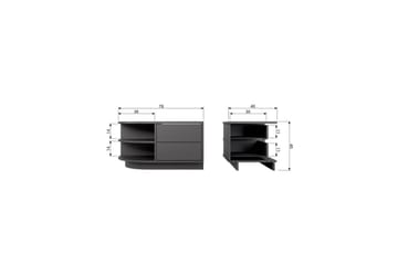 Finca Golvstående TV Bänk Vänster 78 cm med Förvaring i Furu - Svart - Möbler - TV- & Mediamöbler - TV bänk & mediabänk