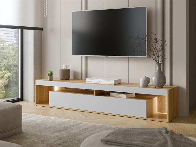 Fiorea Tv-bänk 200 cm - Brun och grå - Möbler - TV- & Mediamöbler - TV bänk & mediabänk
