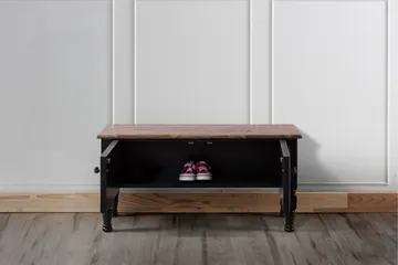 Flor Golvstående Tv Bänk 100 cm med Förvaring i Målat Trä - Svart - Möbler - TV- & Mediamöbler - TV bänk & mediabänk