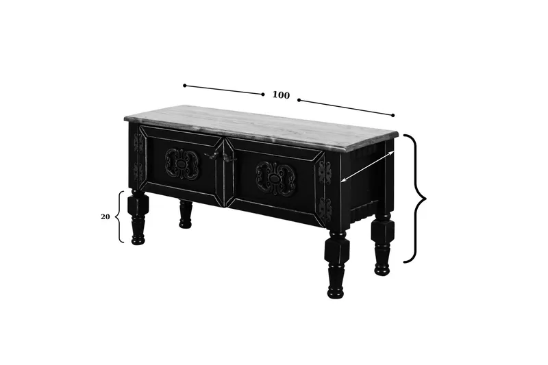 Flor Golvstående Tv Bänk 100 cm med Förvaring i Målat Trä - Svart - Möbler - TV- & Mediamöbler - TV bänk & mediabänk