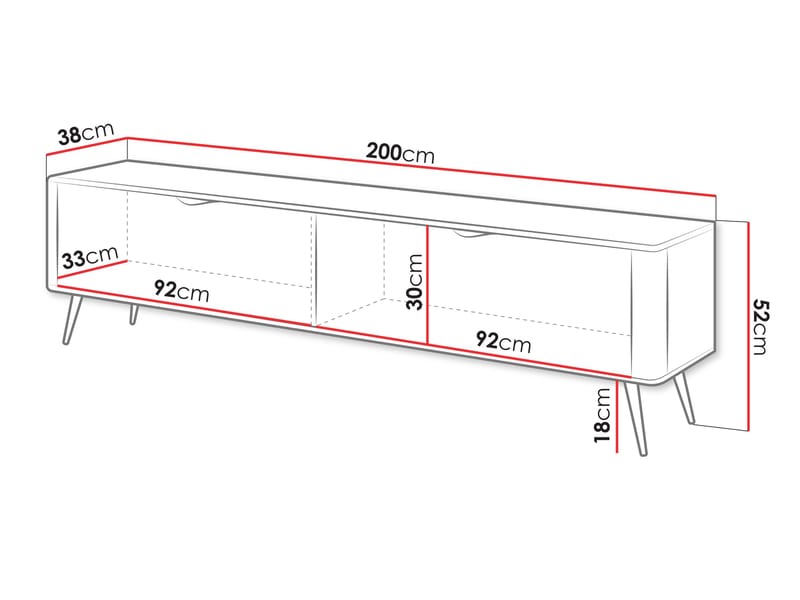 Forba Golvstående Tv-bänk 200 cm med Förvaring i Målat Trä - Vit - Möbler - TV- & Mediamöbler - TV bänk & mediabänk