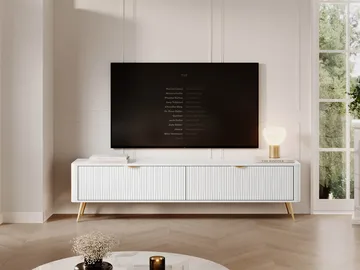 Forba Golvstående Tv-bänk 200 cm med Förvaring i Målat Trä - Vit - Möbler - TV- & Mediamöbler - TV bänk & mediabänk
