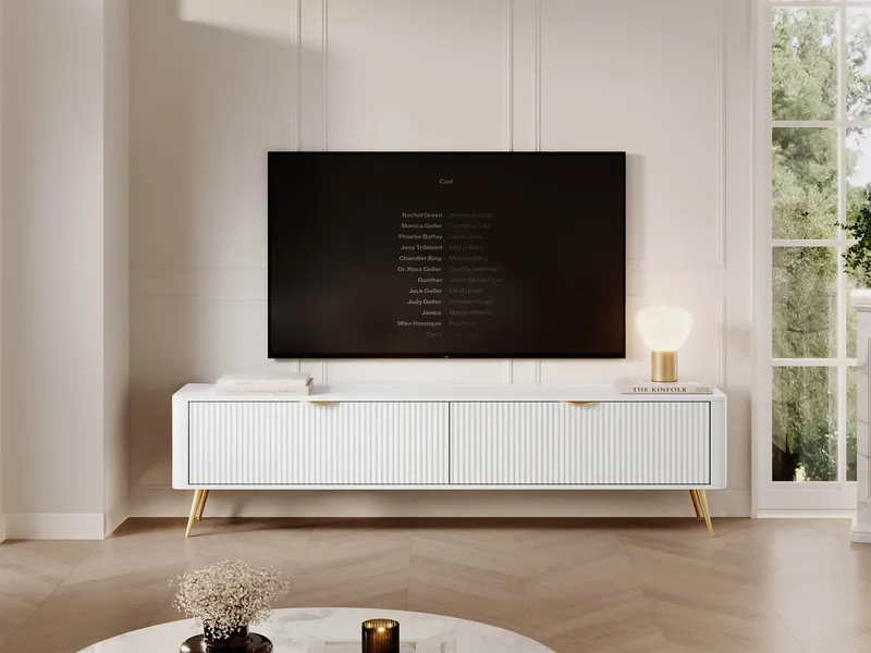 Forba Golvstående Tv-bänk 200 cm med Förvaring i Målat Trä - Vit - Möbler - TV- & Mediamöbler - TV bänk & mediabänk