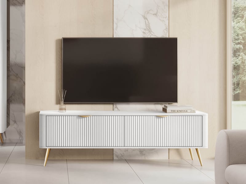 Forba Rektangulär Tv-bänk 164 cm med Förvaring i Målat Trä - Vit - Möbler - TV- & Mediamöbler - TV bänk & mediabänk