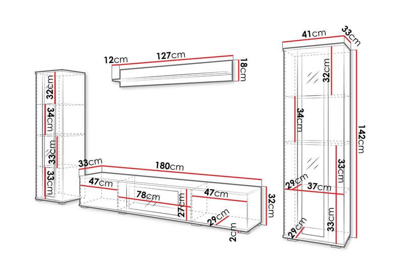 Gamal Tv-möbelset - Rosa - Möbler - TV- & Mediamöbler - TV-möbelset