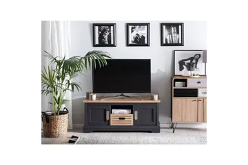 Garet Golvstående TV-bänk 120 cm med Förvaring i Ljust Trä - Mörkgrå - Möbler - TV- & Mediamöbler - TV bänk & mediabänk