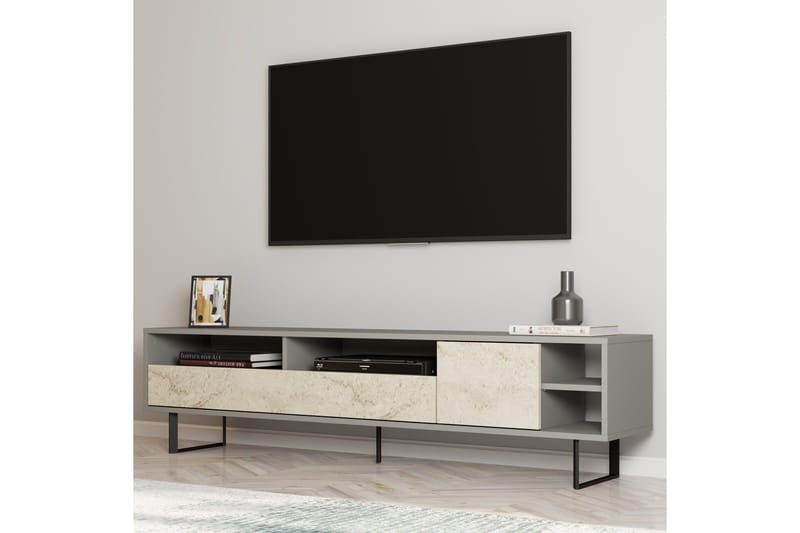 Gazali Tv-bänk 180 cm - Grå/Travertin - Möbler - TV- & Mediamöbler - TV bänk & mediabänk