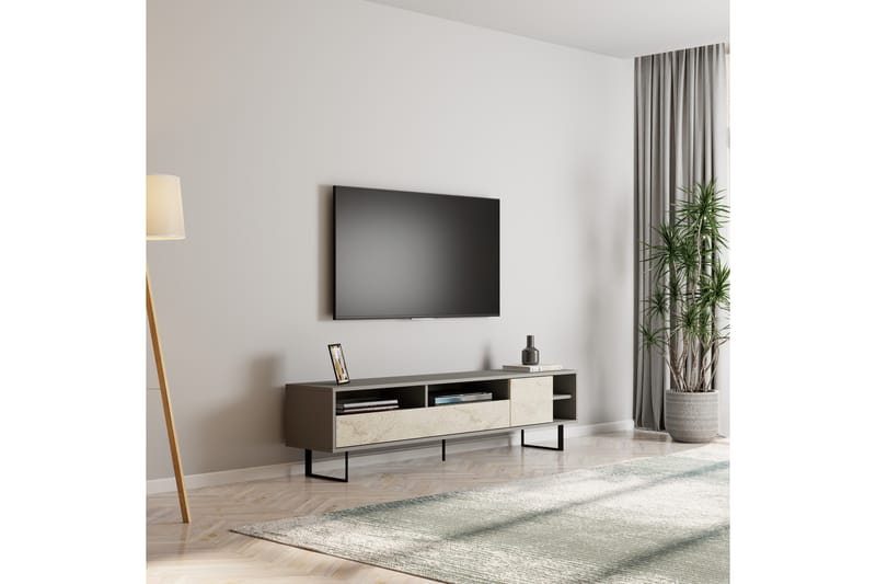Gazali Tv-bänk 180 cm - Grå/Travertin - Möbler - TV- & Mediamöbler - TV bänk & mediabänk