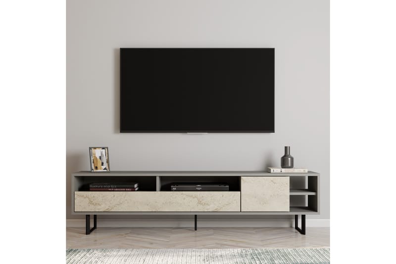 Gazali Tv-bänk 180 cm - Grå/Travertin - Möbler - TV- & Mediamöbler - TV bänk & mediabänk