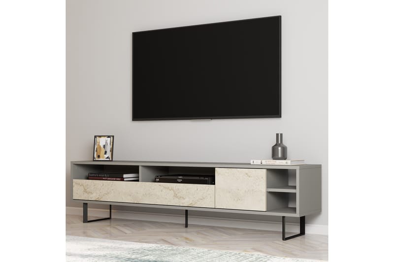 Gazali Tv-bänk 180 cm - Grå/Travertin - Möbler - TV- & Mediamöbler - TV bänk & mediabänk