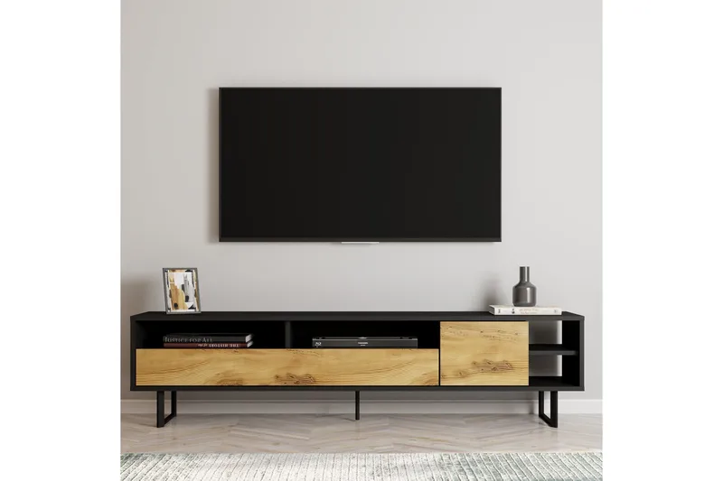 Gazali Tv-bänk 180 cm, Svart/Ek