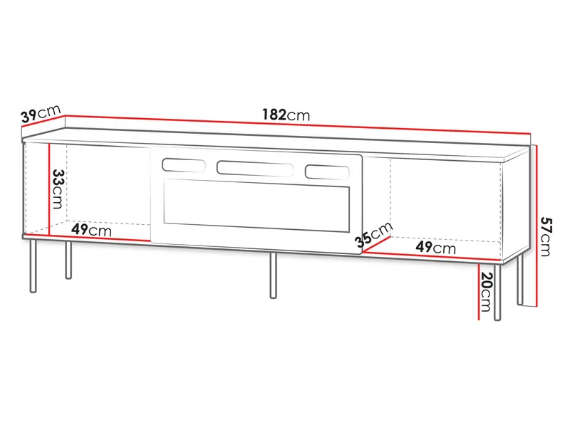 Gravendal TV-bänk 182x57 cm - Svart, valnöt - Möbler - TV- & Mediamöbler - TV-skåp